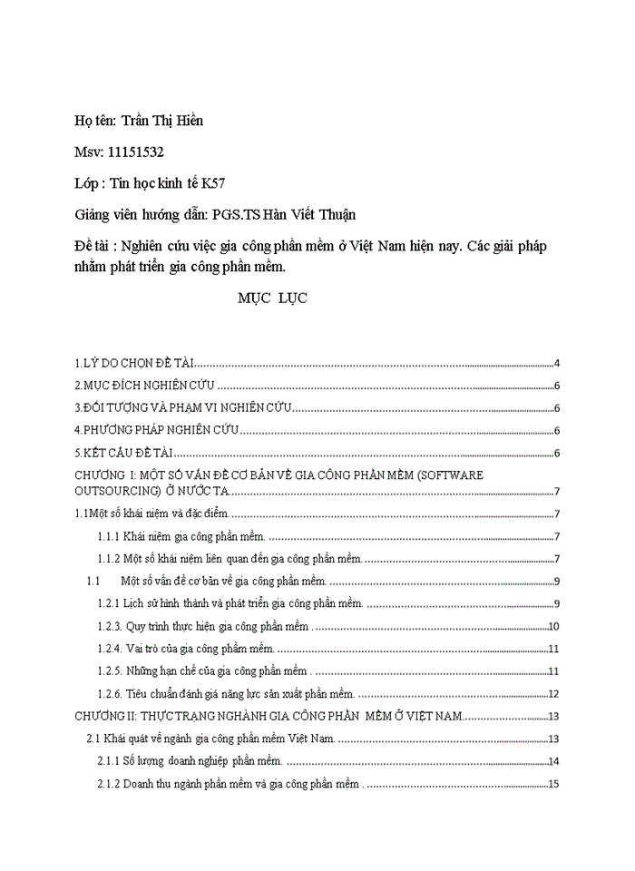 Nghiên cứu việc gia công phần mềm ở Việt Nam hiện nay Các giải pháp nhằm phát triển gia công phần mềm