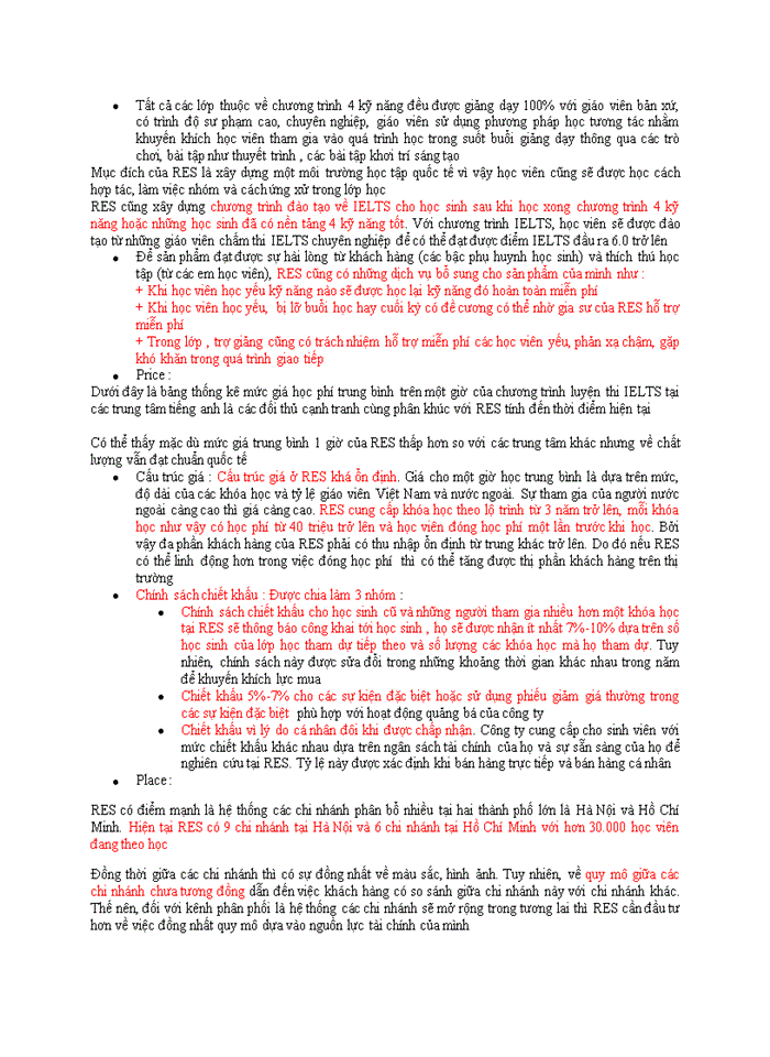 image for page Phân tích nhóm khách hàng hiện tại của trung tâm Anh Ngữ RES