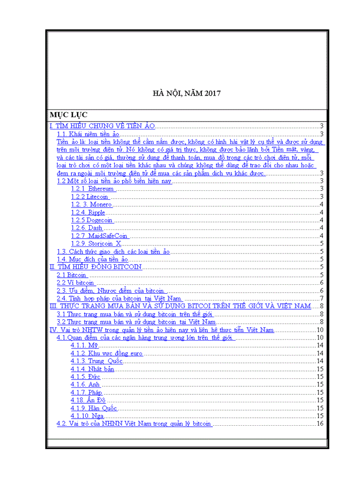 TÌM HIỂU VỀ ĐỒNG BITCOIN VÀ VAI TRÒ CỦA NHTW TRONG QUẢN LÝ TIỀN ẢO LIÊN HỆ THỰC TIỄN VIỆT NAM