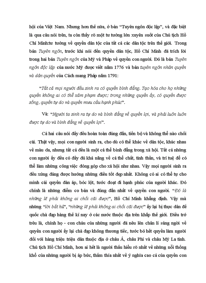 image for page Phân tích luận điểm của Hồ Chí Minh Tất cả các dân tộc trên thế giới đều sinh ra bình đẳng dân tộc nào cũng có quyền sống quyền sung sướng và quyền tự do Liên hệ thực tiễn Việt Nam hiện nay