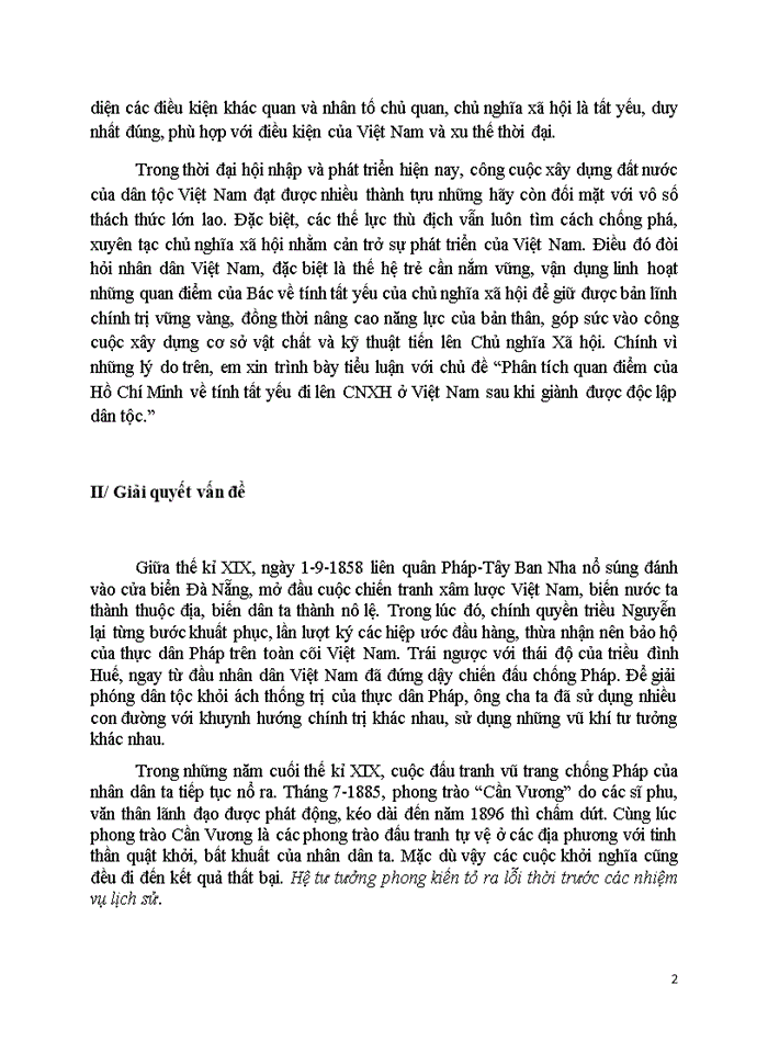 image for page Phân tích quan điểm của Hồ Chí Minh về tính tất yếu đi lên CNXH ở Việt Nam sau khi giành được độc lập dân tộc