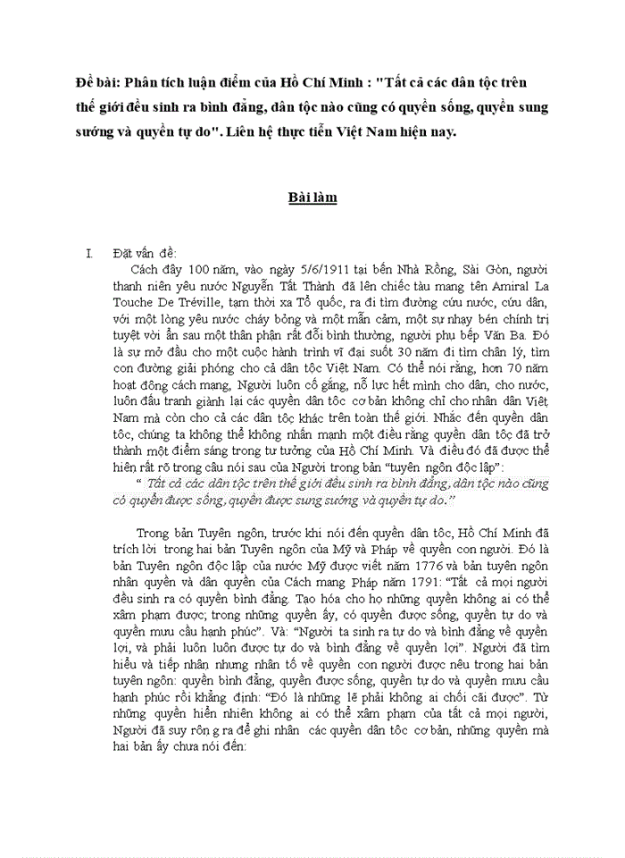 image for page Phân tích luận điểm của Hồ Chí Minh Tất cả các dân tộc trên thế giới đều sinh ra bình đẳng dân tộc nào cũng có quyền sống quyền sung sướng và quyền tự do Liên hệ thực tiễn Việt Nam hiện nay