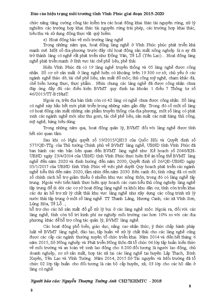 image for page Báo cáo hiện trạng môi trường tỉnh Vĩnh Phúc giai đoạn 2015-2020