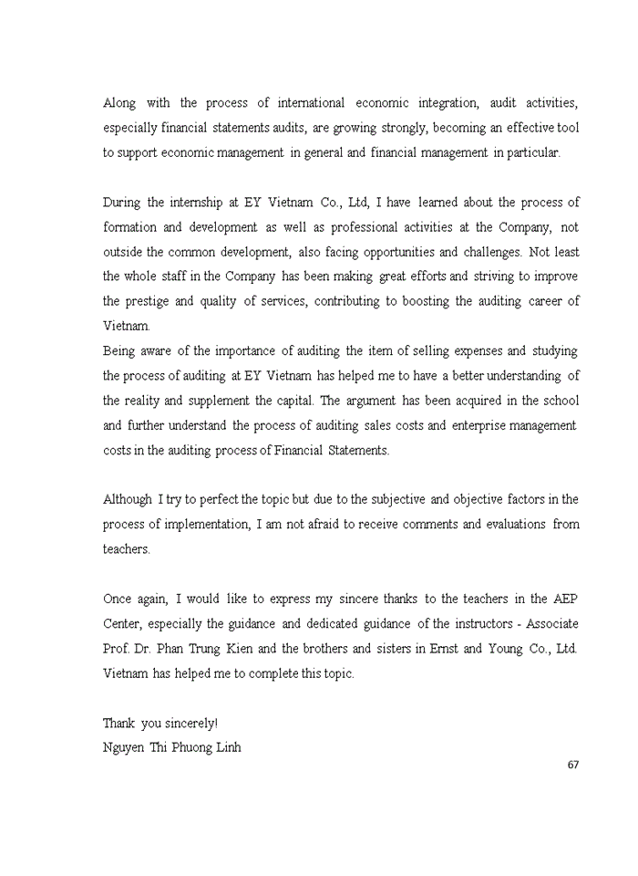 image for page Tiếng anh Audit of selling expenses in auditing financial statements conducted by EY Vietnam Co Ltd