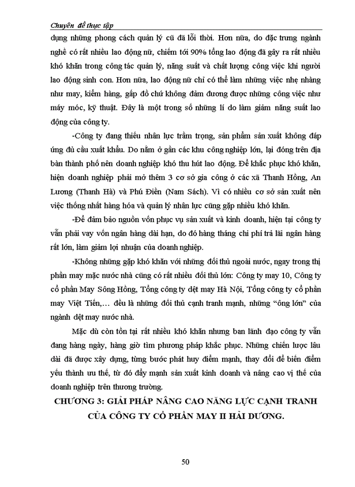 image for page Giải pháp nâng cao năng lực cạnh tranh của Công ty Cổ phần May II Hải Dương