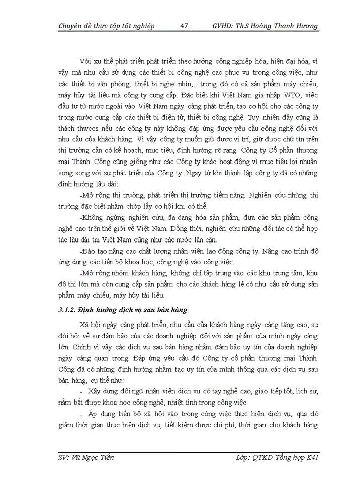 image for page Giải pháp nhằm nâng cao chất lượng dịch vụ sau bán hàng của Công ty Cổ phần thương mại Thành Công