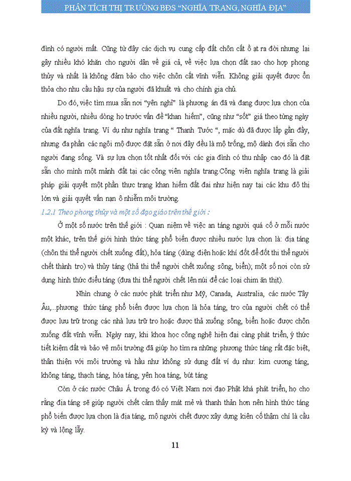 image for page Phân tích cung - cầu đất làm nghĩa trang nghĩa địa khu vực phía Bắc