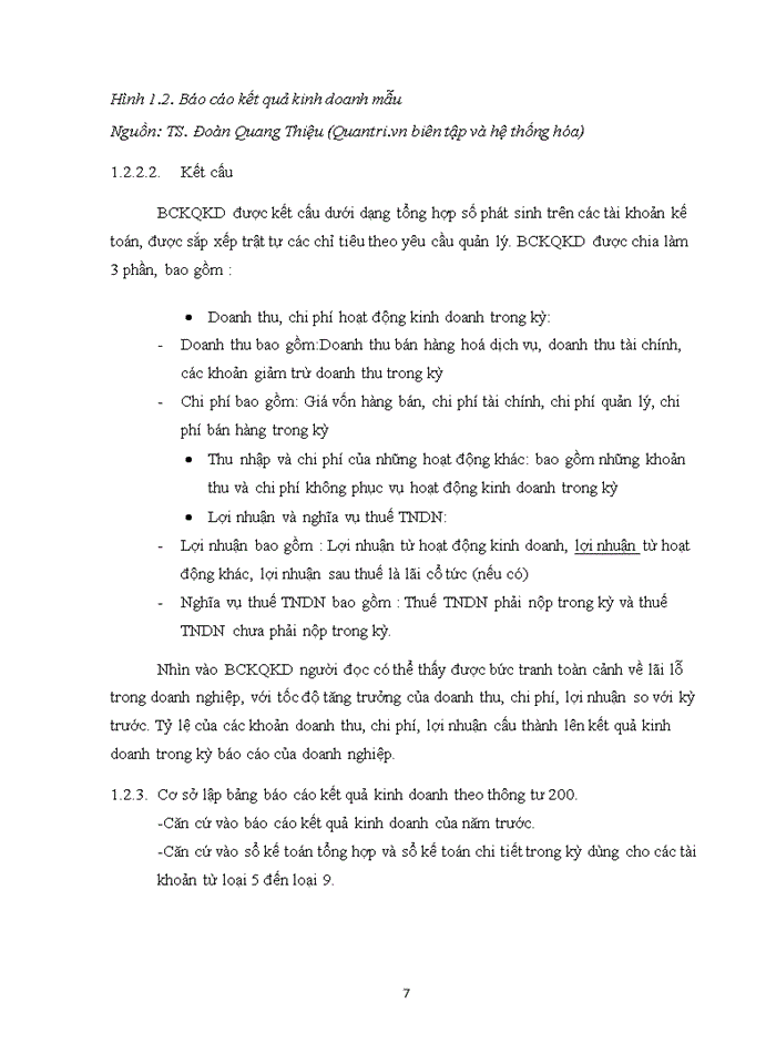 THỰC TRẠNG VỀ NỘI DUNG KẾT CẤU VÀ PHƯƠNG PHÁP LẬP BÁO CÁO KẾT QUẢ HOẠT ĐỘNG KINH DOANH TRONG CÁC DOANH NGHIỆP VIỆT NAM