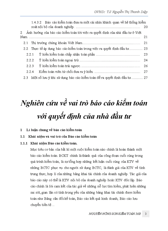 Nghiên cứu về vai trò báo cáo kiểm toán với quyết định của nhà đầu tư