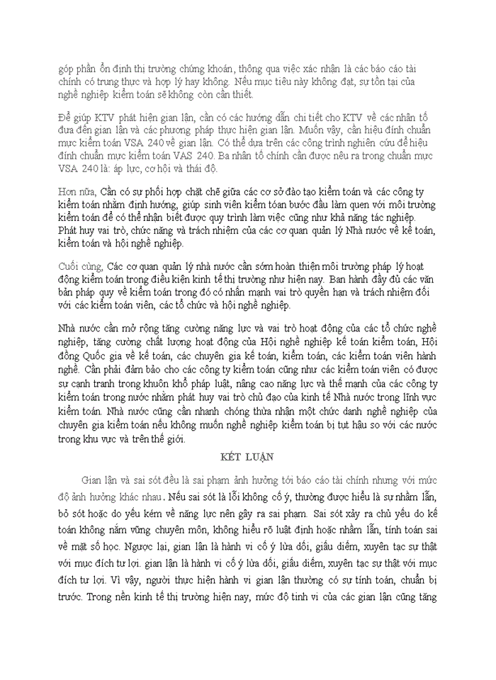 image for page Thực trạng về gian lận và sai sót trên Báo cáo tài chính và trách nhiệm của kiểm toán viên đối với gian lận và sai sót