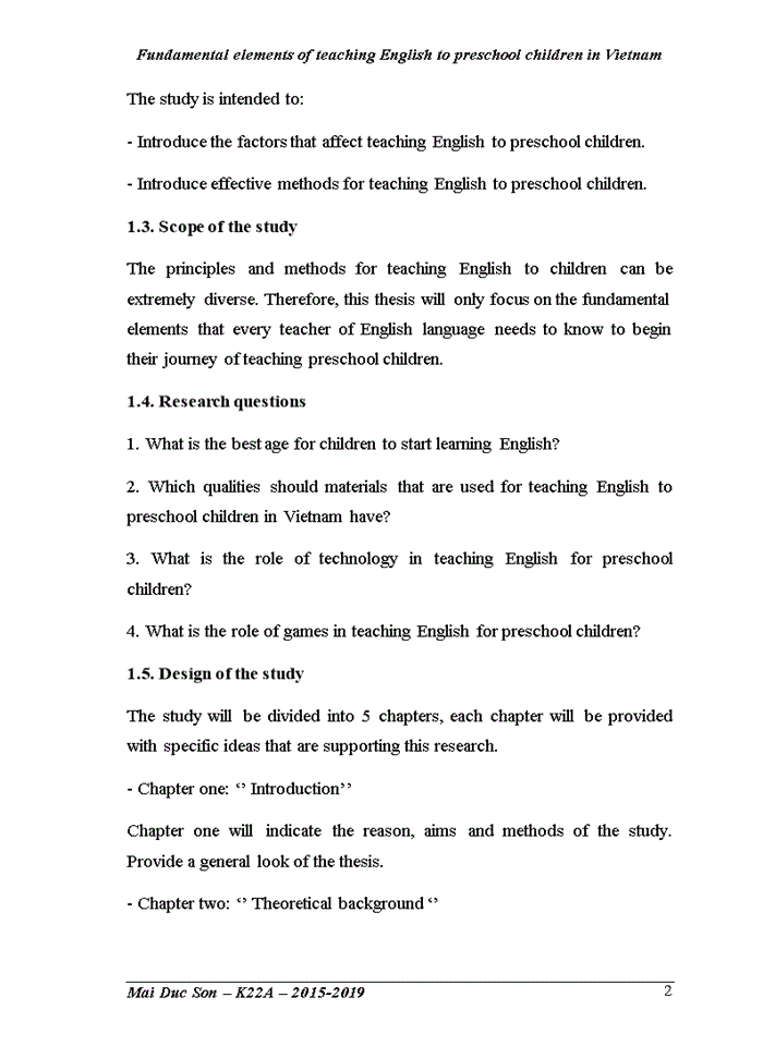 image for page Tiếng anh Fundamental elements of teaching English to preschool children in Vietnam