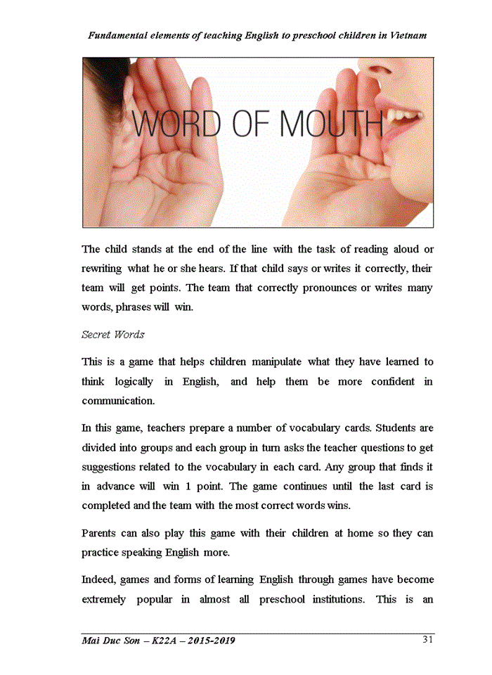 image for page Tiếng anh Fundamental elements of teaching English to preschool children in Vietnam