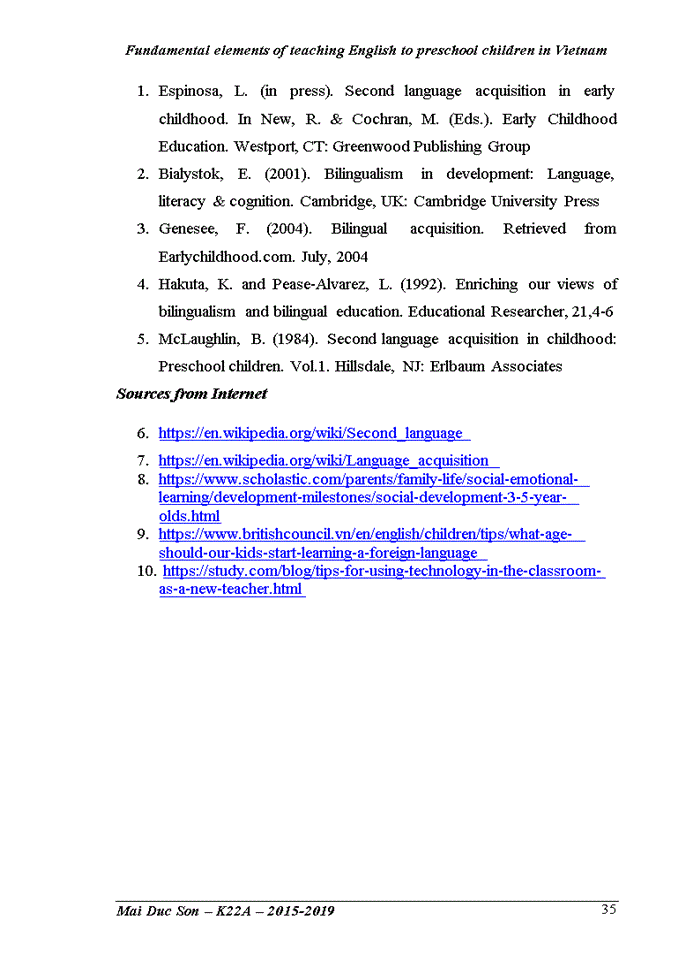 image for page Tiếng anh Fundamental elements of teaching English to preschool children in Vietnam