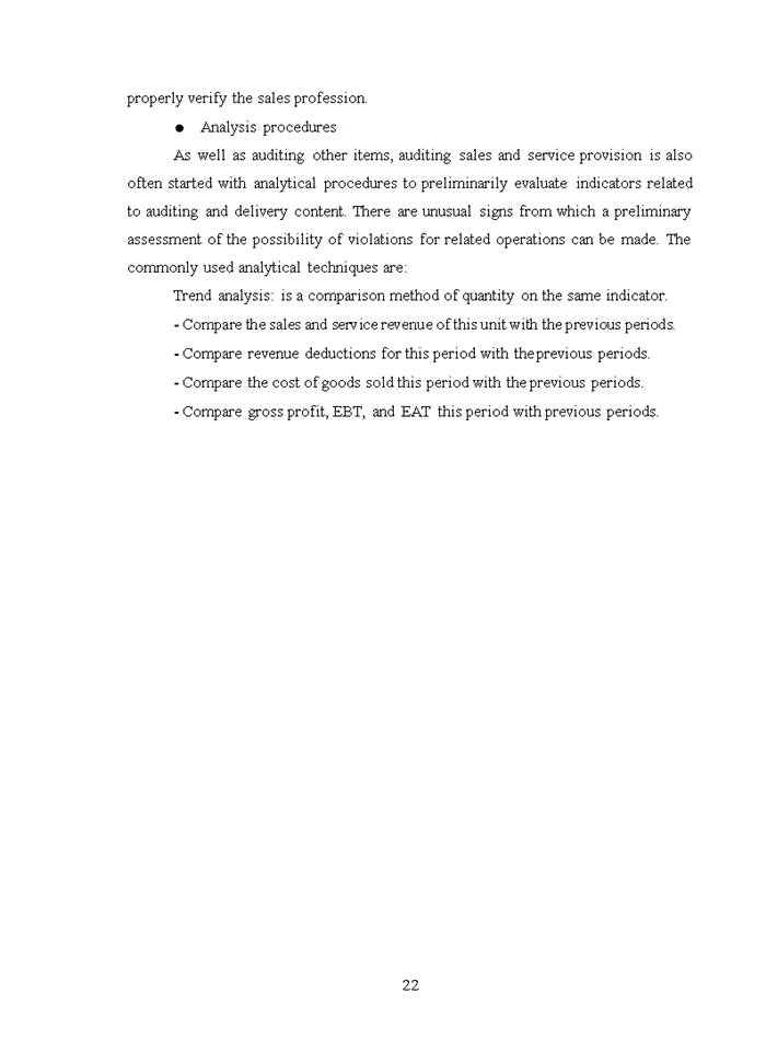 image for page Tiếng anh Complete the audit process of sales items and service provision revenue in auditing financial statements of ASCO Auditing Companyv