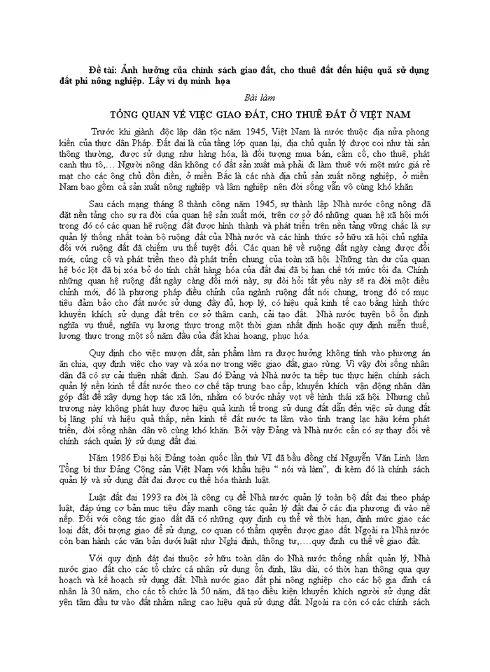 image for page Ảnh hưởng của chính sách giao đất cho thuê đất đến hiệu quả sử dụng đất phi nông nghiệp Lấy ví dụ minh họa