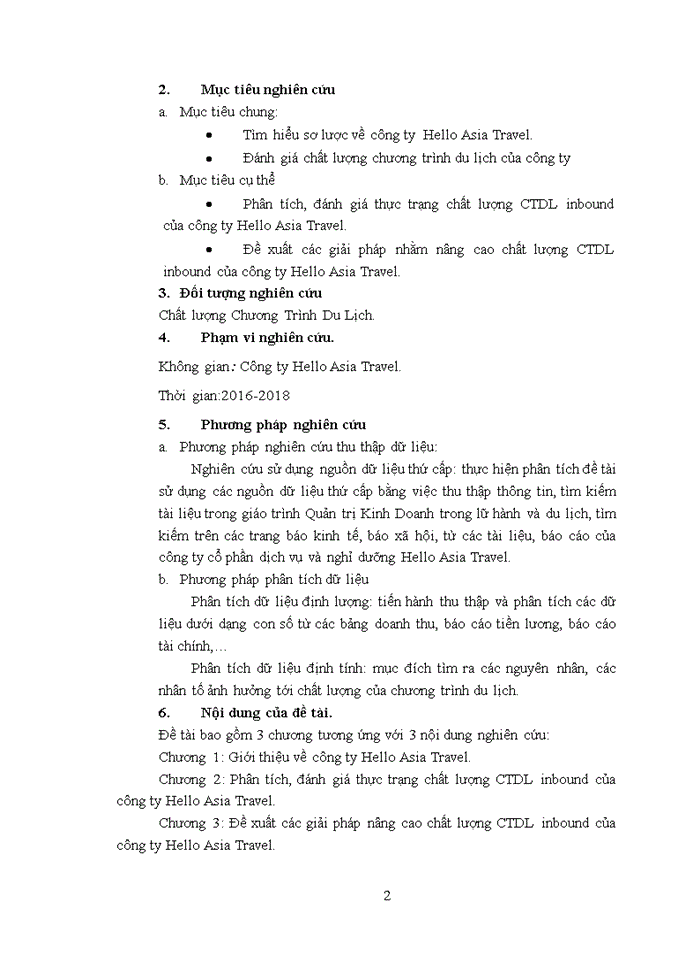 image for page NÂNG CAO CHẤT LƯỢNG CHƯƠNG TRÌNH DU LỊCH INBOUND CÔNG TY CỔ PHẦN DỊCH VỤ DU LỊCH VÀ NGHỈ DƯỠNG HELLO ASIA TRAVEL