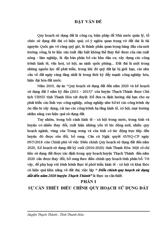 image for page Điều chỉnh quy hoạch sử dụng đất đến năm 2020 huyện Thạch Thành