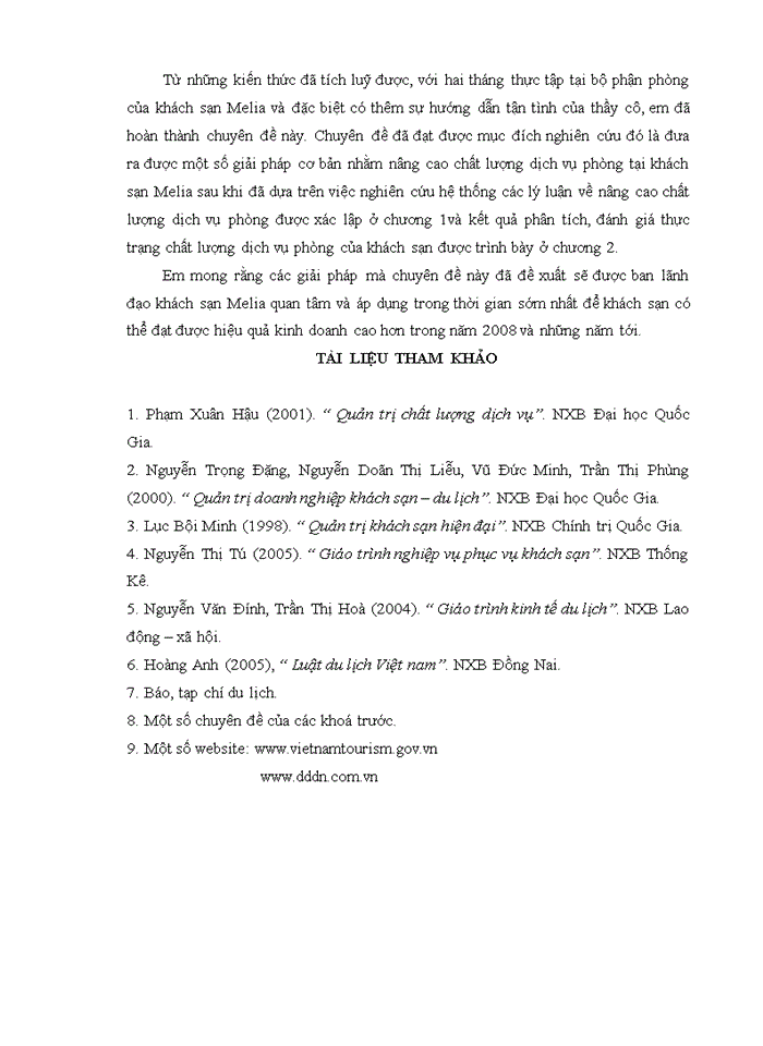 image for page Giải pháp nâng cao chất lượng dịch vụ buồng tại khách sạn Melia Hà Nội