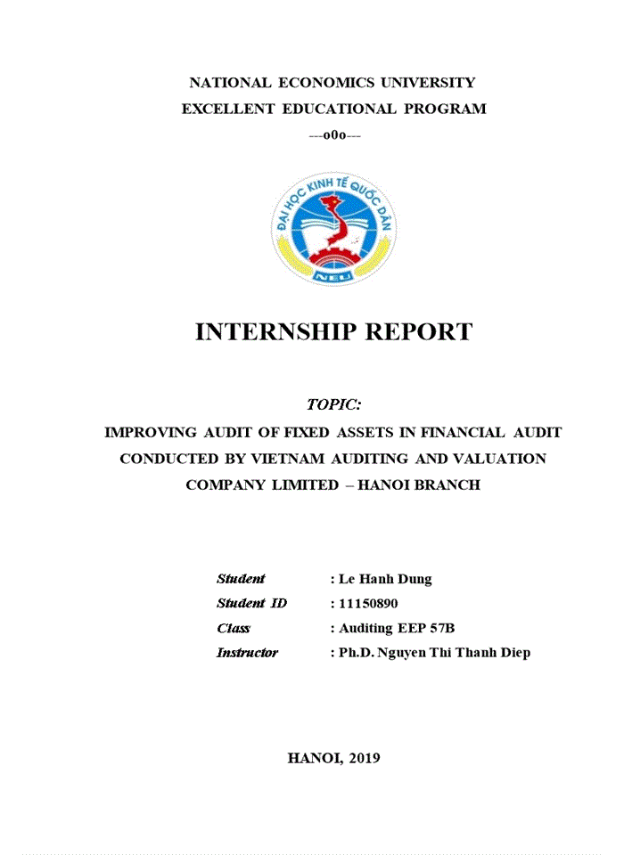 image for page TIẾNG ANH IMPROVING AUDIT OF FIXED ASSETS IN FINANCIAL AUDIT CONDUCTED BY VIETNAM AUDITING AND VALUATION COMPANY LIMITED HANOI BRANCH