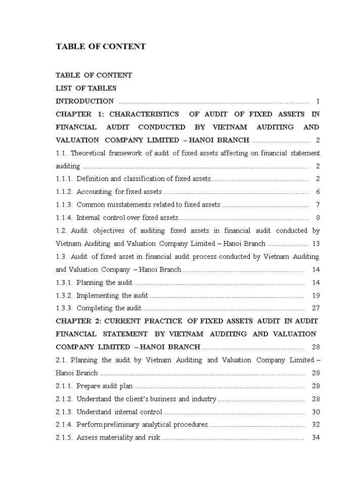 image for page TIẾNG ANH IMPROVING AUDIT OF FIXED ASSETS IN FINANCIAL AUDIT CONDUCTED BY VIETNAM AUDITING AND VALUATION COMPANY LIMITED HANOI BRANCH