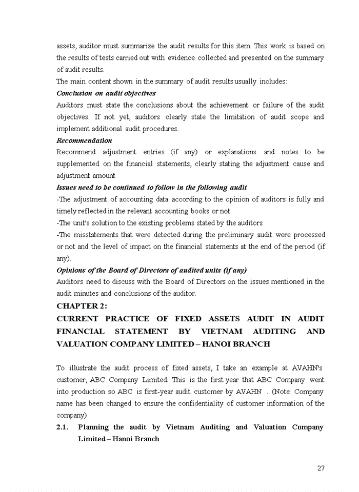 image for page TIẾNG ANH IMPROVING AUDIT OF FIXED ASSETS IN FINANCIAL AUDIT CONDUCTED BY VIETNAM AUDITING AND VALUATION COMPANY LIMITED HANOI BRANCH