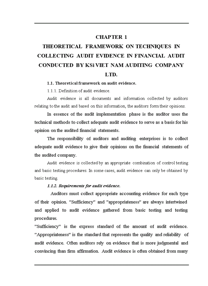 image for page Tiếng anh Application of techniques in collecting audit evidence in financial audits conducted by KSi Viet Nam Auditing Company Ltd