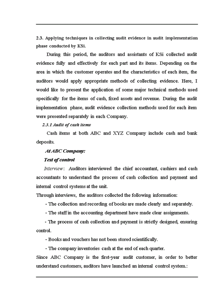 image for page Tiếng anh Application of techniques in collecting audit evidence in financial audits conducted by KSi Viet Nam Auditing Company Ltd