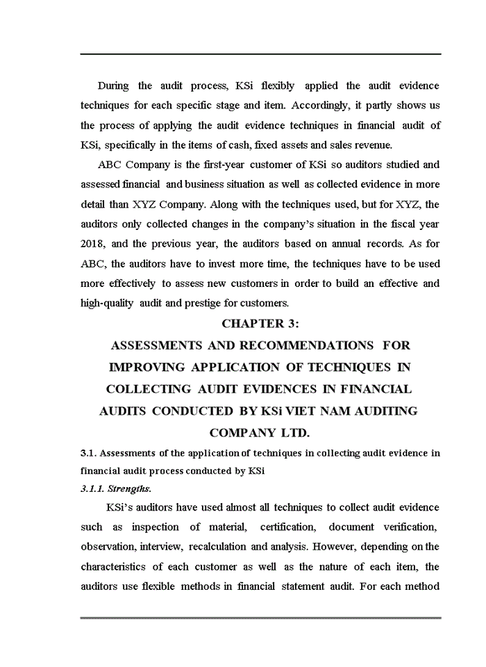 image for page Tiếng anh Application of techniques in collecting audit evidence in financial audits conducted by KSi Viet Nam Auditing Company Ltd