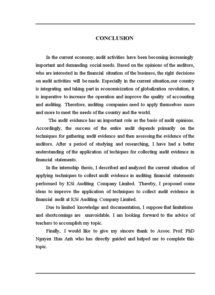 image for page Tiếng anh Application of techniques in collecting audit evidence in financial audits conducted by KSi Viet Nam Auditing Company Ltd