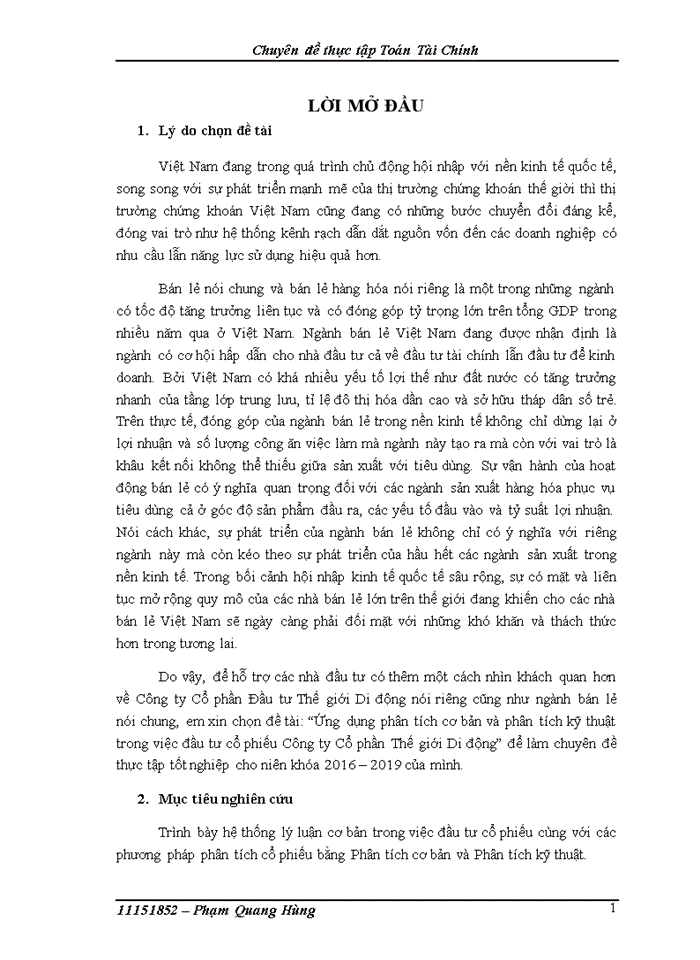 image for page ỨNG DỤNG PHÂN TÍCH CƠ BẢN VÀ PHÂN TÍCH KỸ THUẬT TRONG VIỆC ĐẦU TƯ CỔ PHIẾU CÔNG TY CỔ PHẦN THẾ GIỚI DI ĐỘNG
