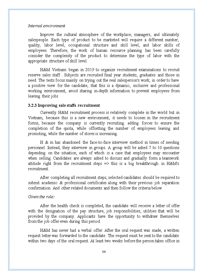 image for page Managing sales staff at H M Hennes Mauritz Vietnam Co Ltd