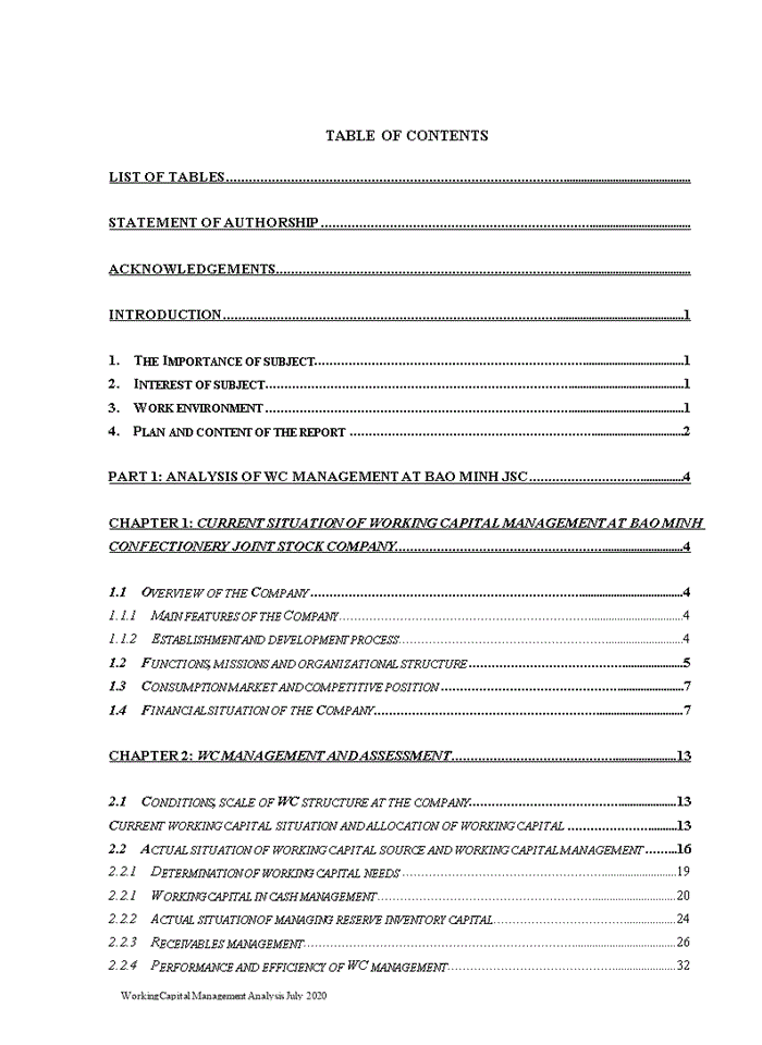 image for page Strenghthening working capital management at Bao Minh Confectionary Joint Stock Company