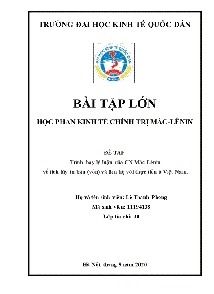 image for page Trình bày lý luận của CN Mác Lênin về tích lũy tư bản vốn và liên hệ với thực tiễn ở Việt Nam