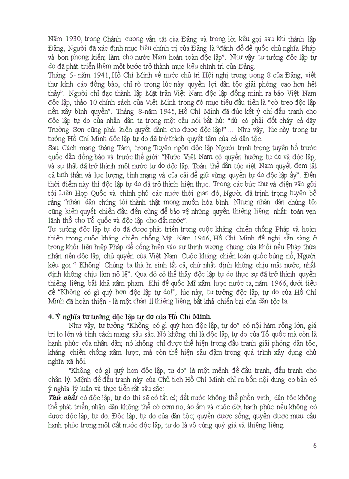 image for page Anh chị hãy phân tích câu nói của Hồ Chí Minh Không có gì quý hơn độc lập tự do Ý nghĩa của câu nói trên đối với việc bảo vệ nền độc lập chủ quyền toàn vẹn lãnh thổ nước ta hiện nay