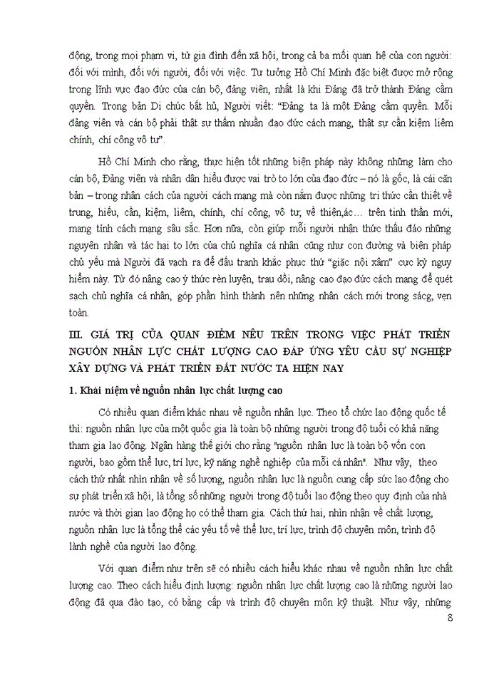 image for page Anh chị hãy phân tích quan điểm của Hồ Chí Minh về chiến lược phát triển con người toàn diện Giá trị của quan điểm nêu trên trong việc phát triển nguồn nhân lực chất lượng cao đáp ứng yêu cầu sự nghiệp xây dựng và phát triển đất nước ta hiện nay
