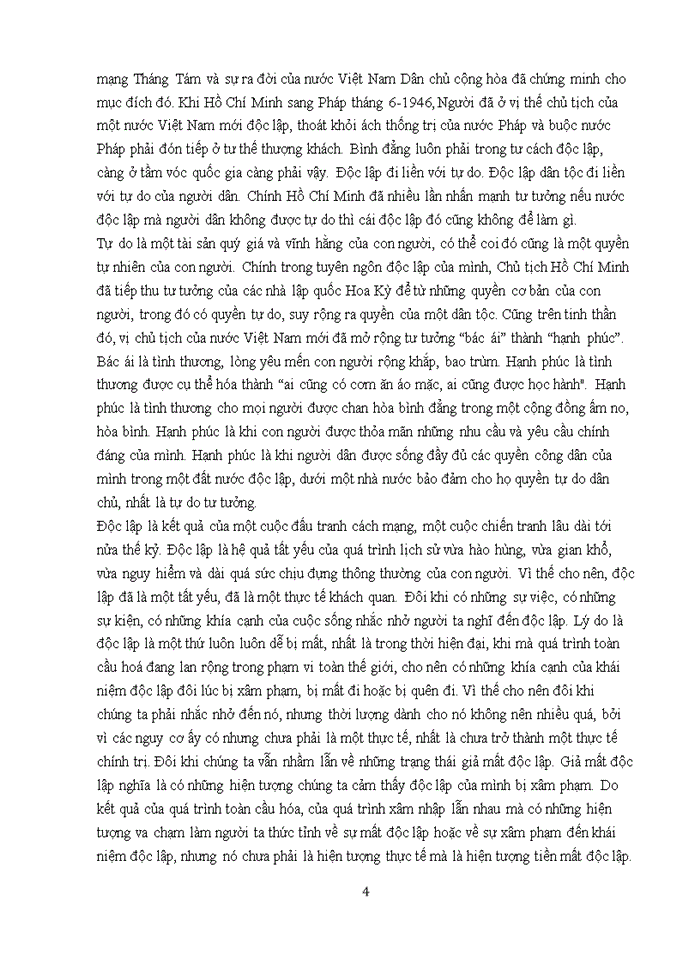 image for page Phân tích luận điểm của Hồ Chí Minh Nước độc lập mà người dân không được hưởng hạnh phúc tự do thì độc lập cũng chẳng có nghĩa lý gì Làm rõ ý nghĩa của luận điểm đối với Việt Nam hiện nay