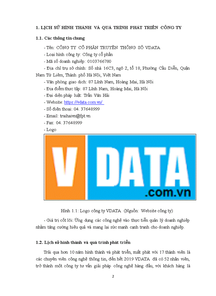 CÔNG TY CỔ PHẦN TRUYỀN THÔNG SỐ VDATA