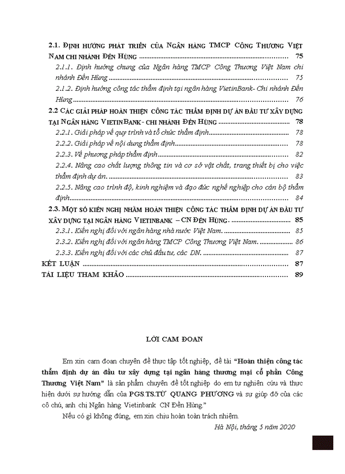 HOÀN THIỆN CÔNG TÁC THẨM ĐỊNH DỰ ÁN ĐẦU TƯ XÂY DỰNG TẠI NGÂN HÀNG THƯƠNG MẠI CỔ PHẦN CÔNG THƯƠNG VIỆT NAM