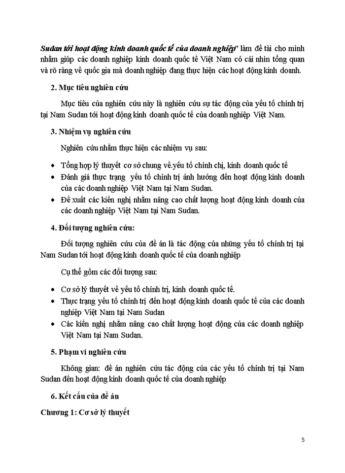TÁC ĐỘNG CỦA CÁC YẾU TỐ CHÍNH TRỊ TẠI NAM SUDAN TỚI HOẠT ĐỘNG KINH DOANH QUỐC TẾ CỦA DOANH NGHIỆP