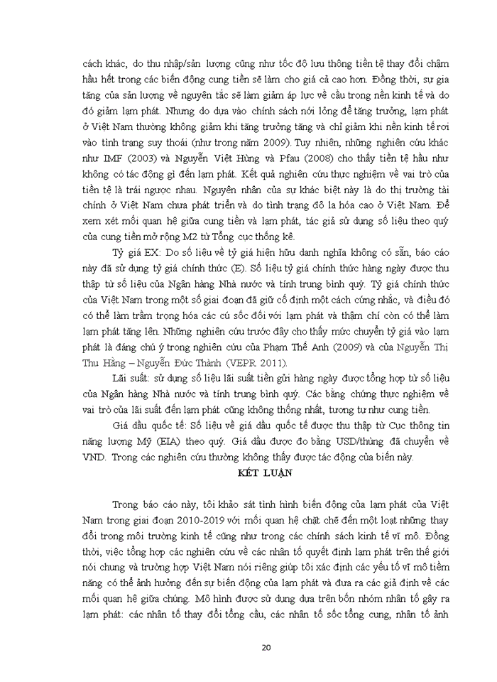 image for page PHÂN TÍCH CÁC NHÂN TỐ ẢNH HƯỞNG ĐẾN LẠM PHÁT VIỆT NAM GIAI ĐOẠN 2010-2019