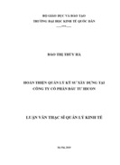 THS HOÀN THIỆN QUẢN LÝ KỸ SƯ XÂY DỰNG TẠI CÔNG TY CỔ PHẦN ĐẦU TƯ HICON