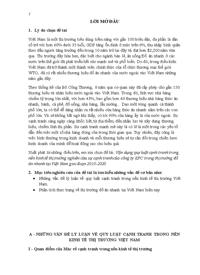 image for page Vận dụng quy luật cạnh tranh trong nền kinh tế thị trường nghiên cứu sự cạnh tranh của công ty KFC trong thị trường đồ ăn nhanh tại Việt Nam giai đoạn 2010- 2020