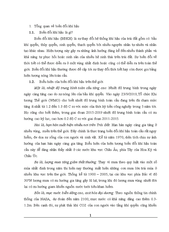 BIẾN ĐỔI KHÍ HẬU VÀ ẢNH HƯỞNG CỦA BIẾN ĐỔI KHÍ HẬU ĐẾN PHÁT TRIỂN KINH TẾ VIỆT NAM