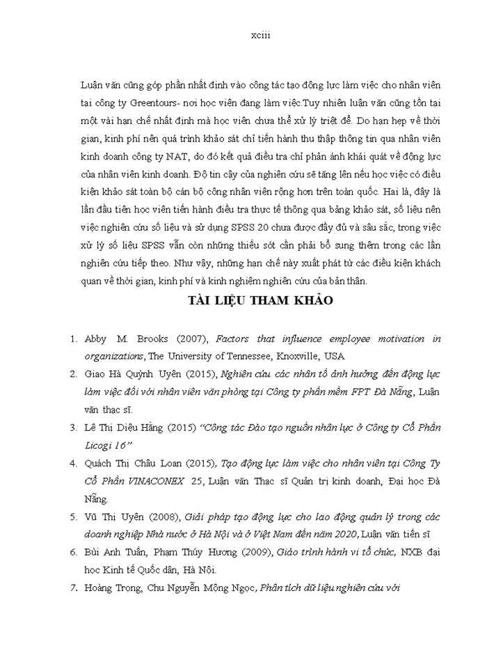 image for page ThS Tạo động lực làm việc cho nhân viên khối du lịch lữ hành tại Công ty Cổ phần Đầu tư thương mại Dịch vụ Du lịch Quốc tế xanh