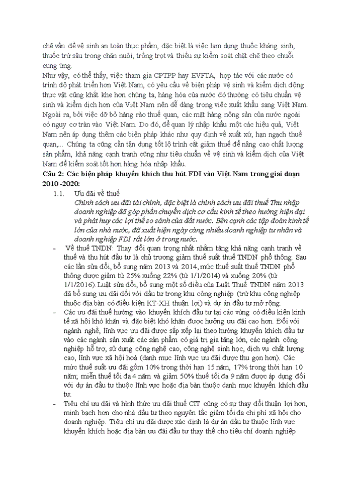 Các biện pháp quản lý nhập khẩu của Việt Nam từ năm 2007 đến nay và chỉ ra những điểm cần lưu ý với Việt Nam trong điều kiện thực thi CPTPP và EVFTA Nghiên cứu tình huống áp dụng các biện pháp kỹ thuật hoặc biện pháp kiểm dịch động thực vật đối với nhóm hàng nông sản nhập khẩu vào Việt Nam hiện nay