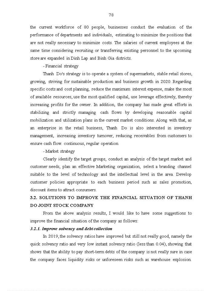 image for page SOLUTIONS TO IMPROVE THE FINANCIAL SITUATION OF THANH DO JOINT STOCK COMPANY