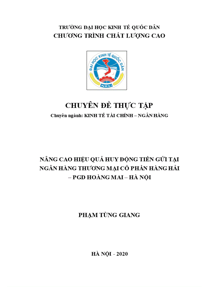 NÂNG CAO HIỆU QUẢ HUY ĐỘNG TIỀN GỬI TẠI NGÂN HÀNG THƯƠNG MẠI CỔ PHẦN HÀNG HẢI PGD HOÀNG MAI HÀ NỘI