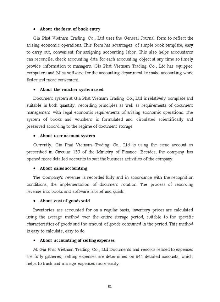 image for page ACCOUNTING PROCEDURES FOR SALES AT GIA PHAT VIETNAM TRADING CO LTD