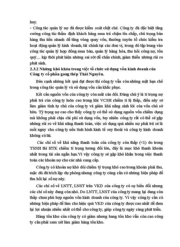 image for page GIẢI PHÁP NÂNG CAO HIỆU QUẢ SỬ DỤNG VỐN KINH DOANH TẠI CÔNG TY CỔ PHẦN GANG THÉP THÁI NGUYÊN
