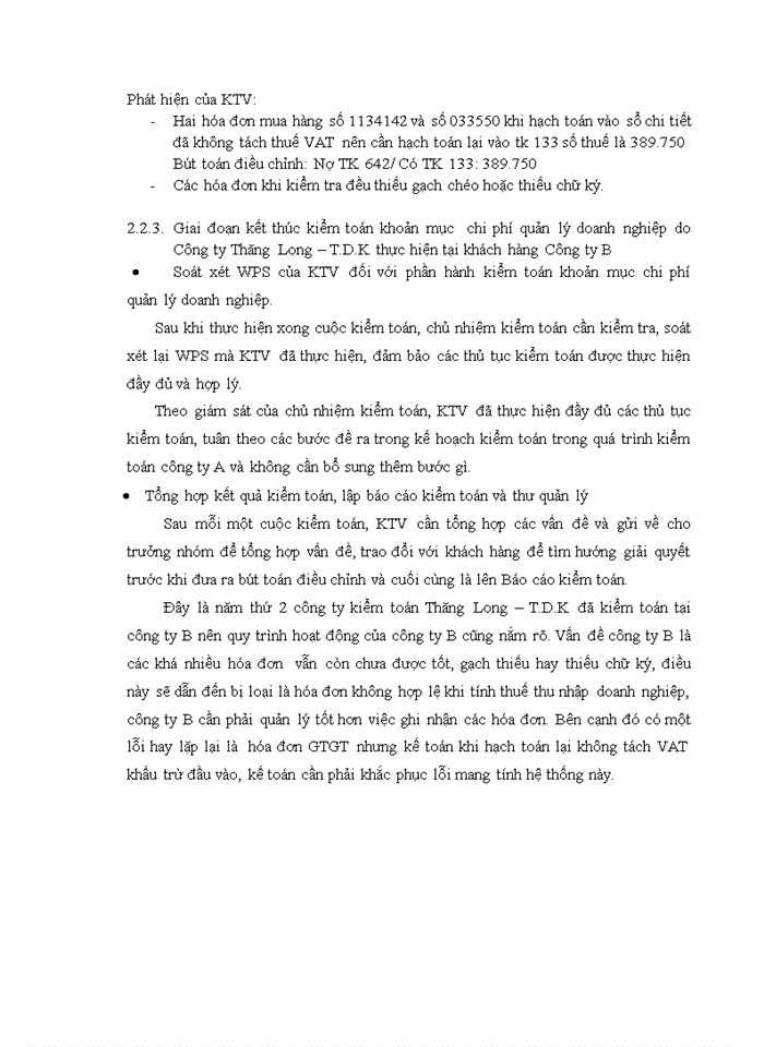 image for page Vận dụng quy trình kiểm toán vào kiểm toán khoản mục chi phí quản lý doanh nghiệp trong kiểm toán báo cáo tài chính do Công ty TNHH Kiểm toán và Định giá Thăng Long T D K Chi nhánh Hà Thành thực hiện